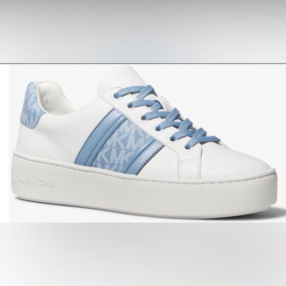 MICHEAL KORS “POPPY STRIPE” LACE-UP SIGNATURE SNEAKERS - Picture 13 of 13